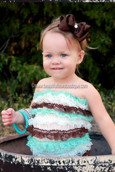 Infants Brown Satin Bling Hair Bow Baby Headband-CHOOSE COLOR