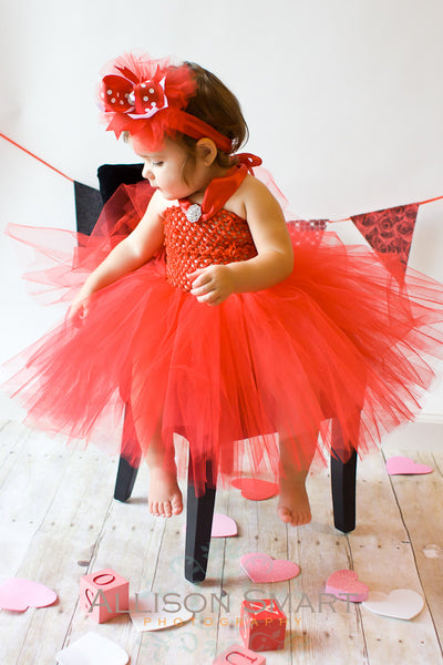 Red Polka Dot Tulle Over the Top Hair Bow