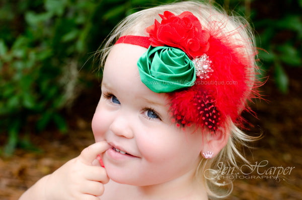 Red and Green Vintage Style Christmas Baby Toddler Headband