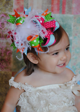 Big Boutique Spring Rainbow Over the Top Hair Bow Baby Headband