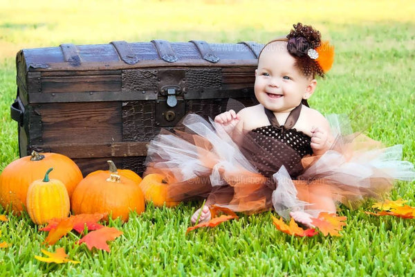 Orange Brown Baby Fall Feather Vintage Headband for Girls