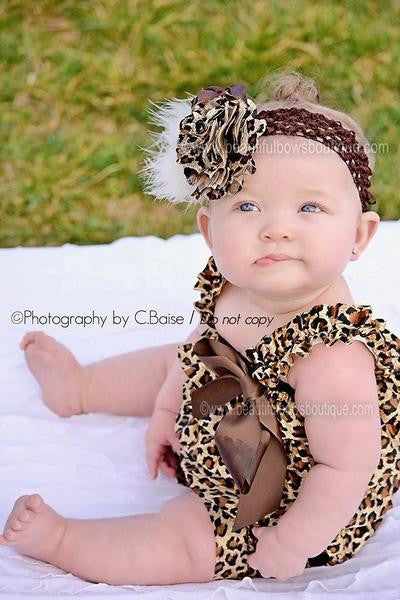 Leopard Ruffled Lace Romper for Babies and Toddler Girls