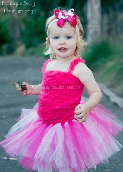 Shocking Hot Pink and White Infant Toddler Tutu