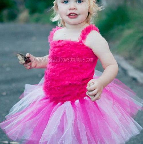 Shocking Hot Pink and White Infant Toddler Tutu