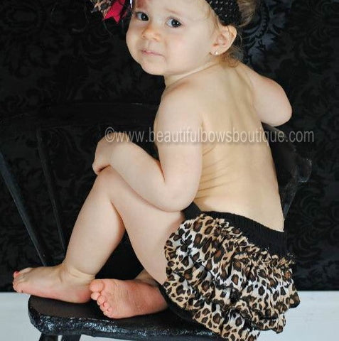 Girls Leopard Ruffled Bloomers Diaper Cover