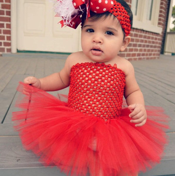 Holiday Solid Red Tutu Dress for Babies Toddlers