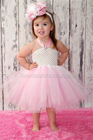 Fancy Pink White Toddler Baby Girl Tutu Dress