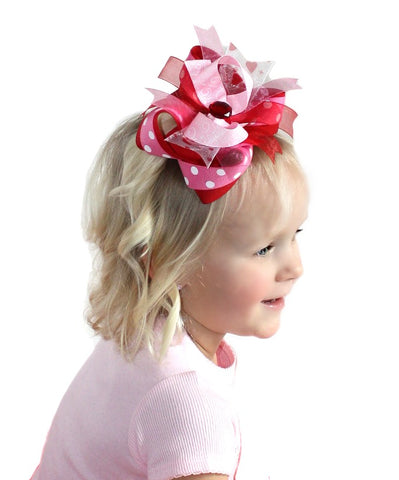 Pink and Red Valentines Day Toddler Bow, Valentine Baby Bow