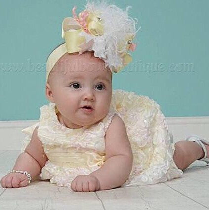 Baby Bow Headband Pale Yellow Pink