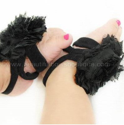 Black Toe Flower Baby Sandal Shoes