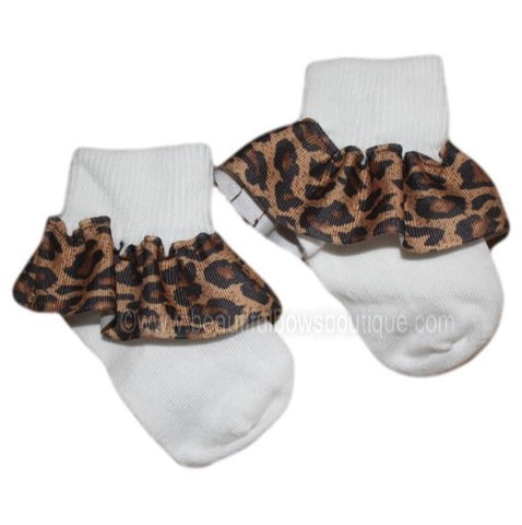 Big Leopard Ruffle Ribbon Socks