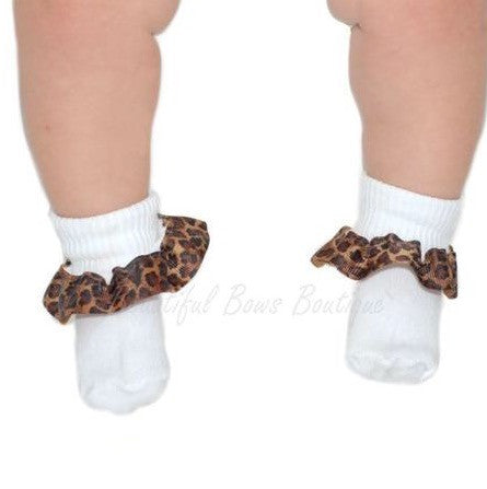 Leopard Ribbon Ruffle Socks