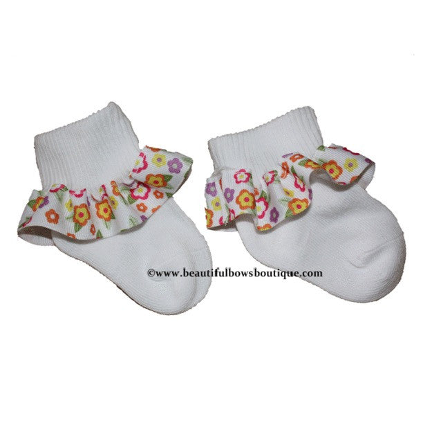 Spring Flower Ribbon Ruffle Socks
