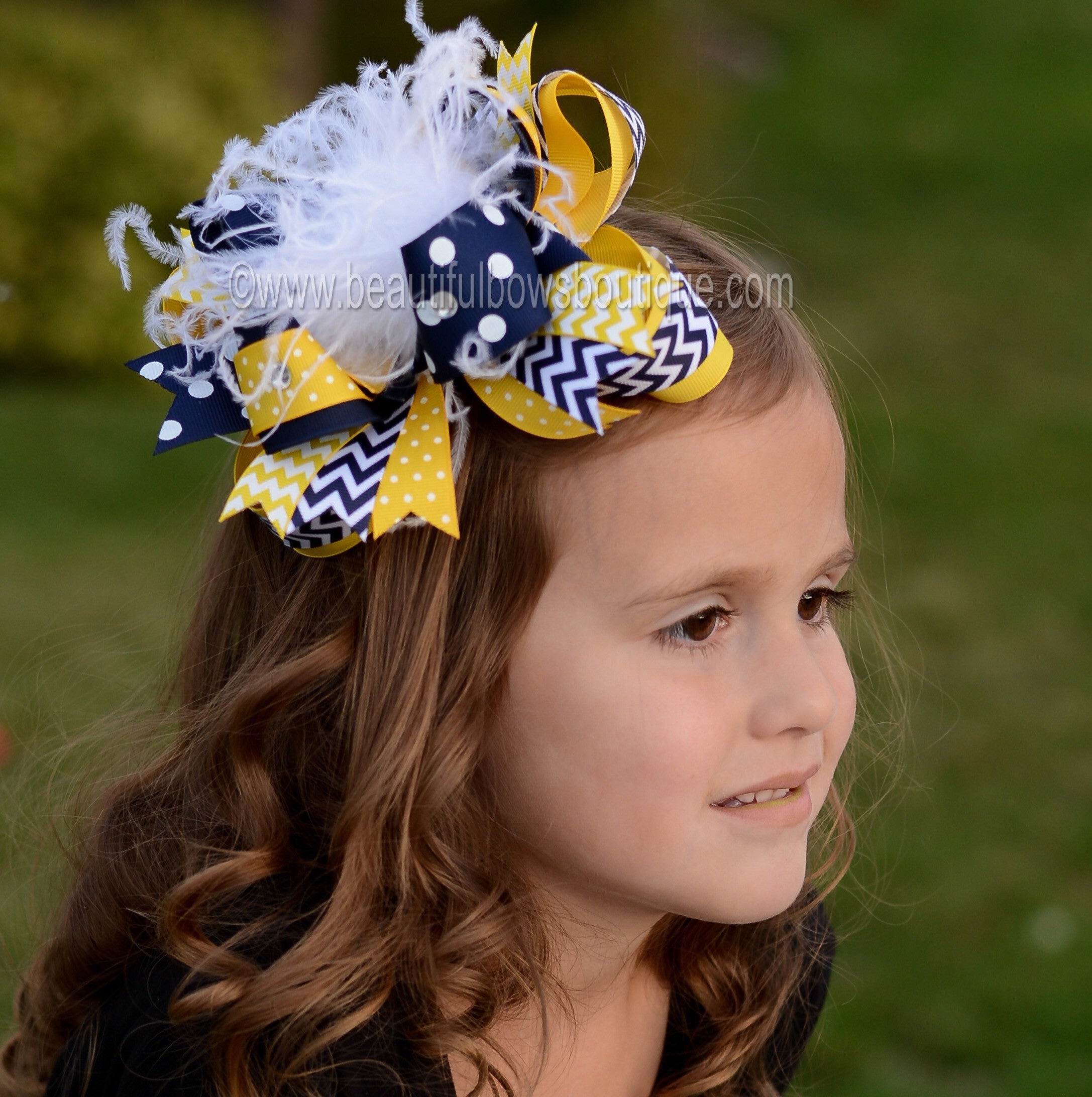 Blue and Yellow Hair Bow 