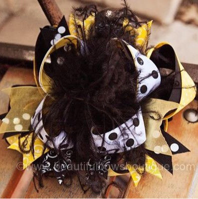 Beautiful Bows Boutique Pittsburgh Steelers Baby Headband Steelers Hair Bow 6 inch (Shown) / French Barrette Only