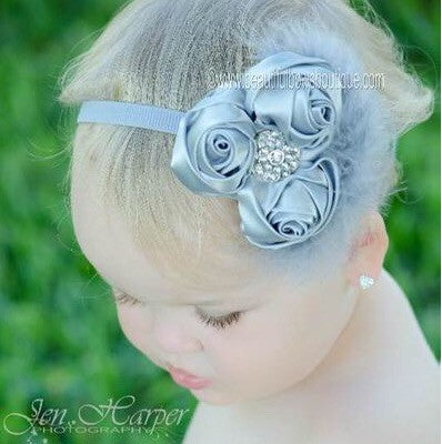 Luxurious Gray Silver Vintage Infant Headband