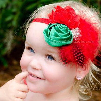 Red and Green Vintage Style Christmas Baby Toddler Headband