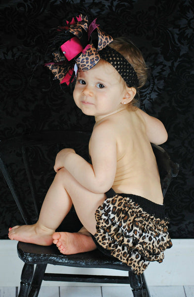 Girls Leopard Ruffled Bloomers Diaper Cover