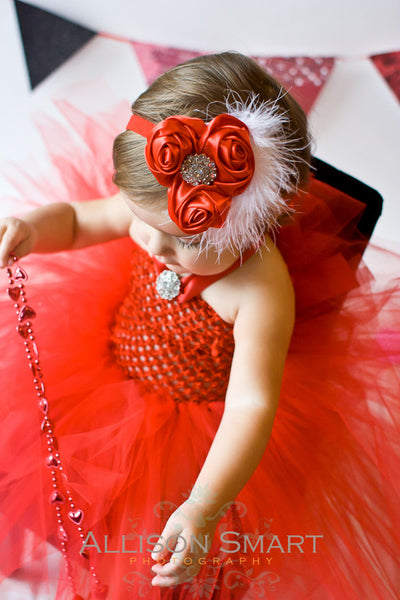 Silk Fabric Rose Red Baby Headband
