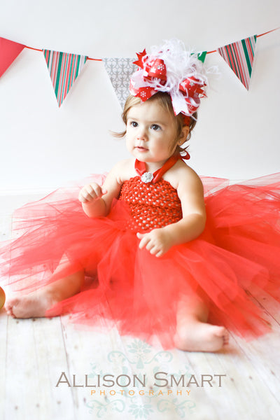 Fluffy Red Snowflake Over the Top Bow Headband