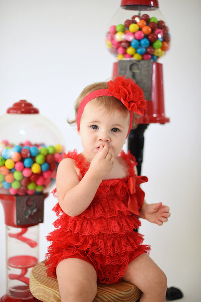 Red 1st Birthday Girl Outfit,First Birthday Outfit ,Red Romper