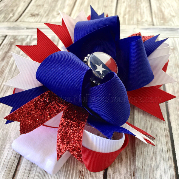 Texas Baby Headband,Texas Flag Hair Bow,State Baby Bow, Red White Blue