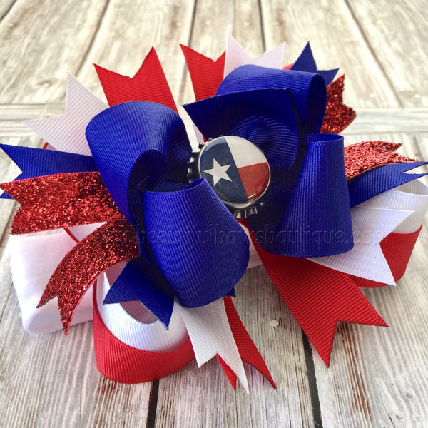 Texas Baby Headband,Texas Flag Hair Bow,State Baby Bow, Red White Blue