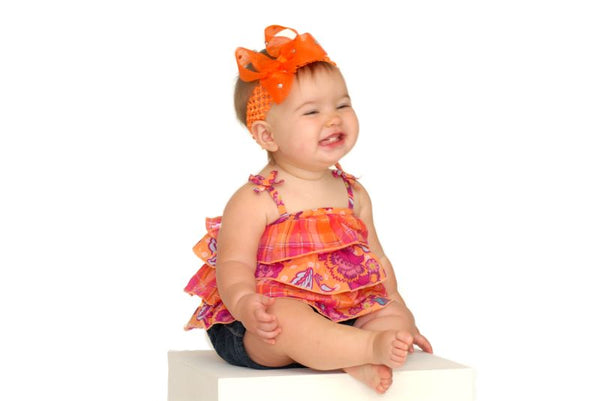 Orange Sheer Bling Girls Baby Headband Hair Bow - CHOOSE COLOR