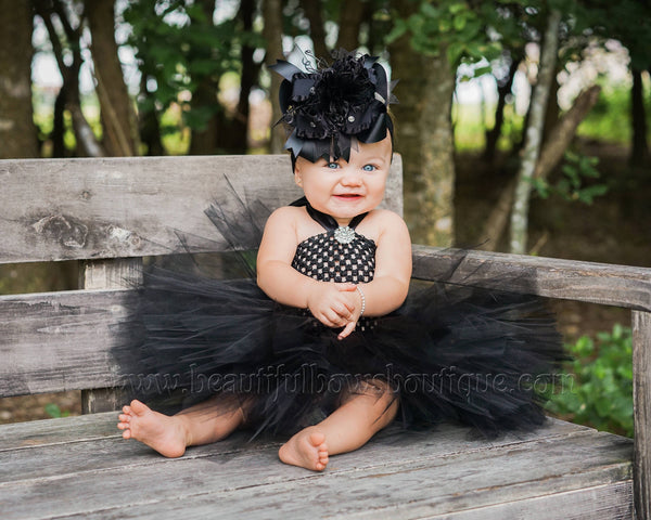Solid Black Baby Tutu Dress Flower Girl