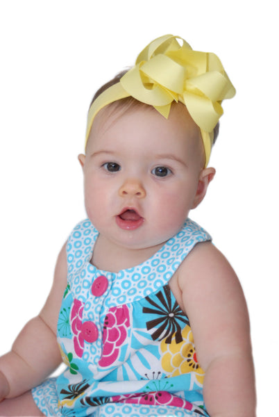Double Layered Light Yellow Boutique Hair Bow or Headband