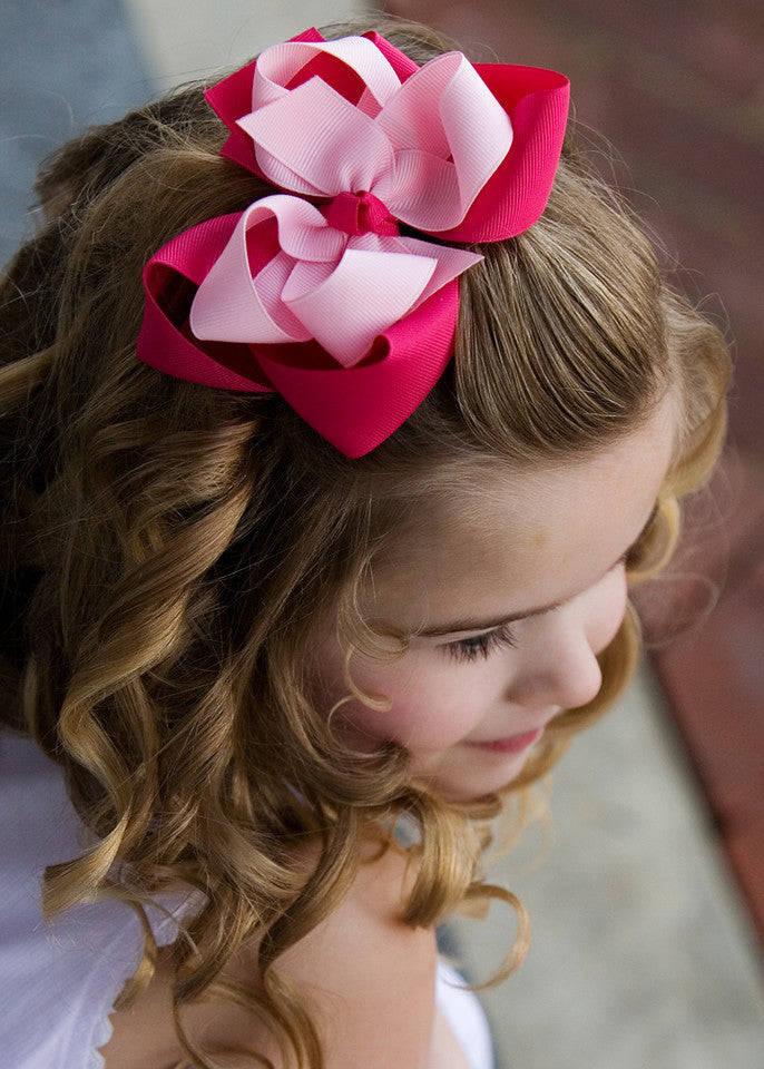 Pink Bow for Girls. Double Satin Pink Bow. Pink Bow Barrette for Women.  Pink Hair Clip for Girls. Toddler Bows. Pink Flower Girl Bows. 