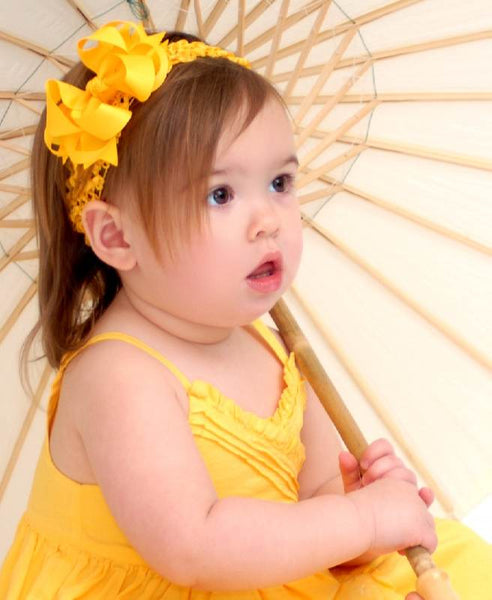 Bright Yellow Infant Toddler Bow and Headband
