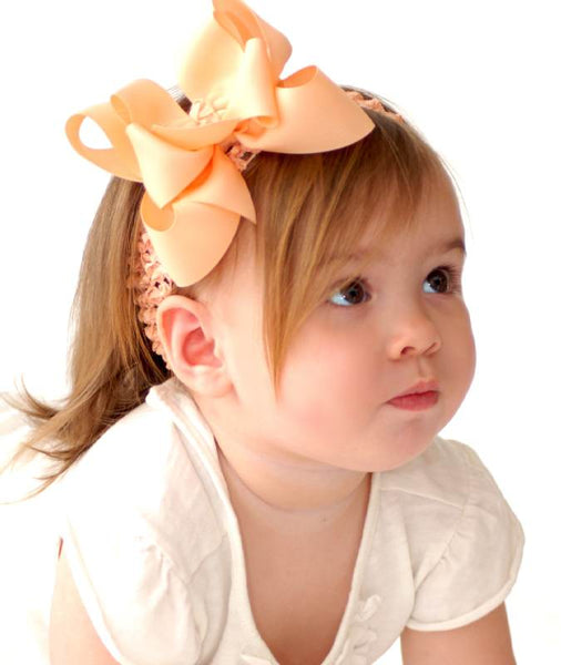 Large Double Peach Girls Hair Bow Clip Clip or Headband