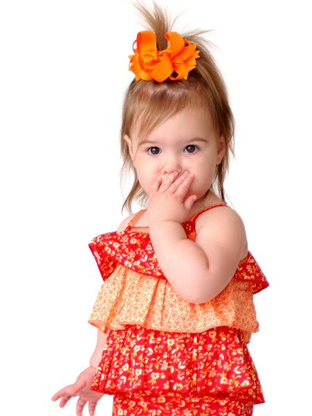 Orange Layered Boutique Crochet Baby Headband Set