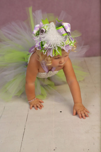 Green and Purple 1st Birthday Big Bow Tinkerbell Inspired