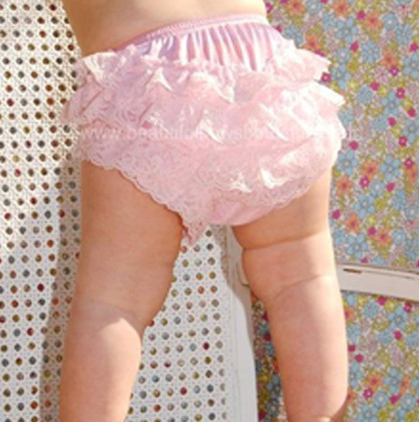 Buy Girls Light Pink Lace Ruffled Bloomers Online at Beautiful Bows Boutique
