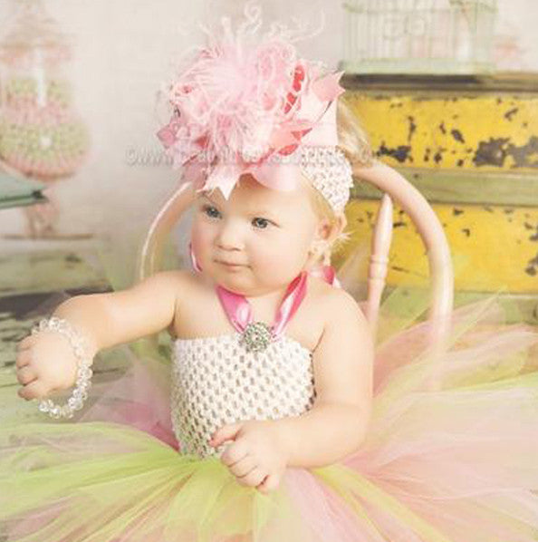 Fancy Hot Pink Lime Toddler Baby Girl Tutu Dress