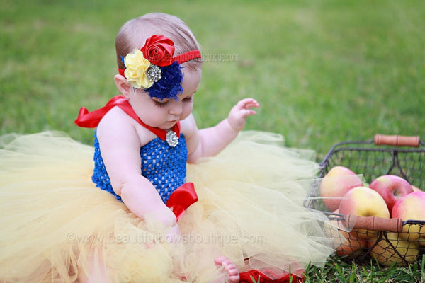 Fancy Snow White Royal Blue and Yellow Baby Tutu Dress Up Costume (TUTD) - Beautiful Bows Boutique