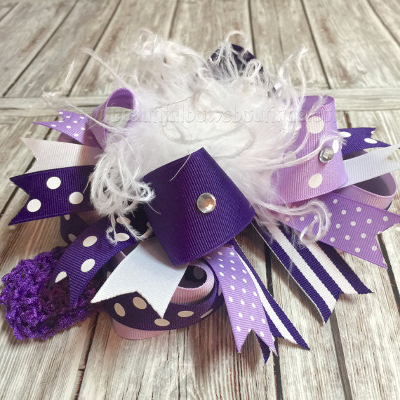 Over the Top Hair Bow Purple Shades