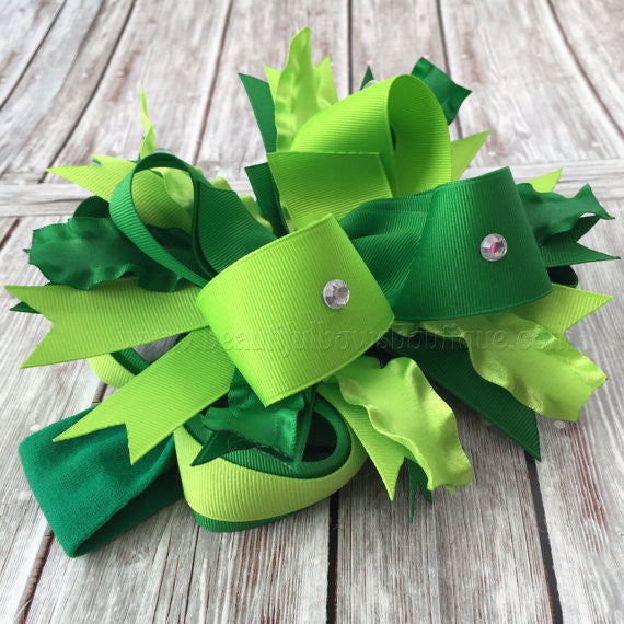 Green Boutique Over the Top Bow Lime Emerald