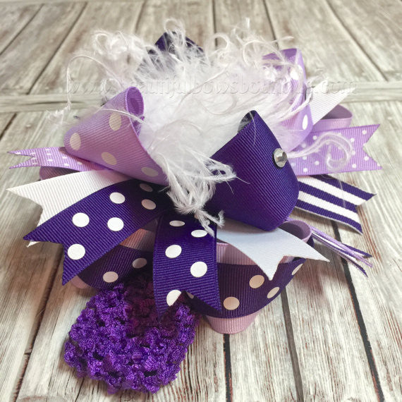 Over the Top Hair Bow Purple Shades