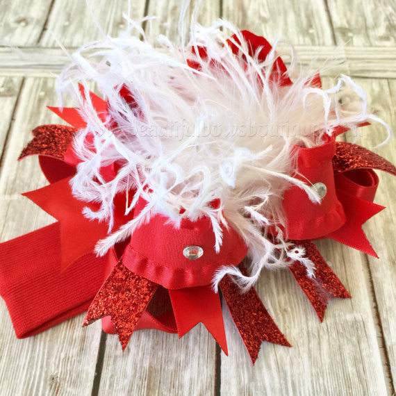 Red Santa Hat Bow or Baby Headband