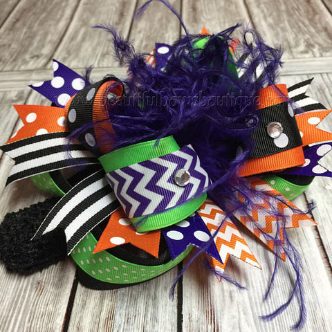 Halloween Over the Top Hair Bow Witch Colors