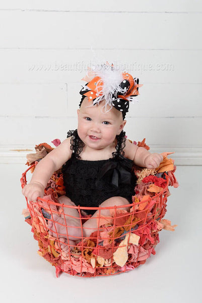 Halloween Baby Girl Black Lace Romper and Headband
