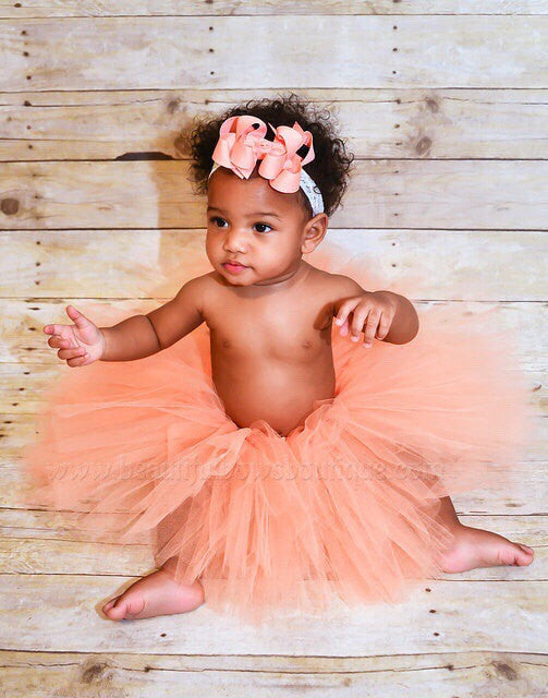 Coral Peach Baby Tutu Handmade Birthday Skirt