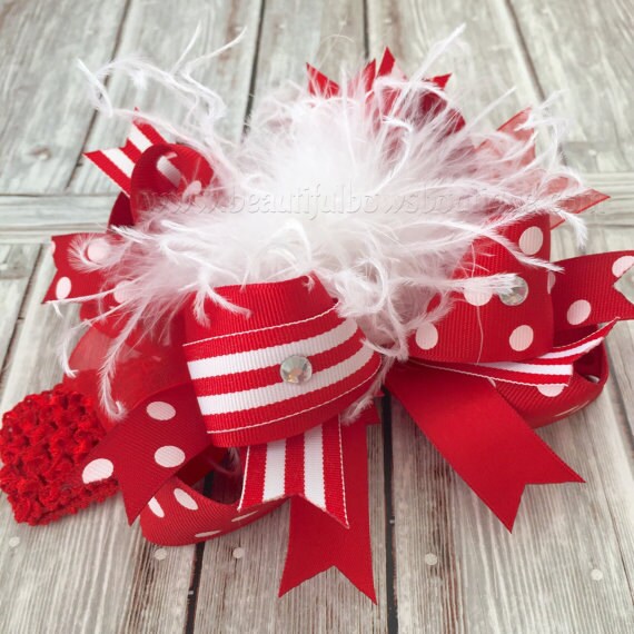 Over the Top Bows Red Baby Headband Christmas Headband Valentines Headband Baby Girl Headband Big Bow Headband Baby Bows Christmas Headbands