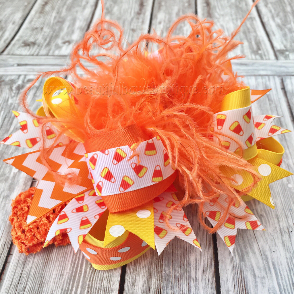 Buy Orange and Yellow Candy Corn Hair Bow,Fall Hair Bows,Halloween Baby ...