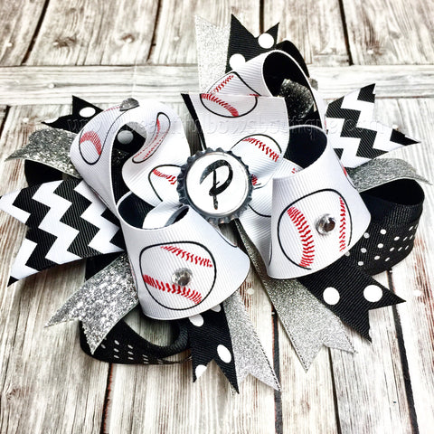 Baseball Hair Bow, OTT Baseball Hair Bow, Baseball Baby headbands, Sports Hair Bows for Adults Monogram