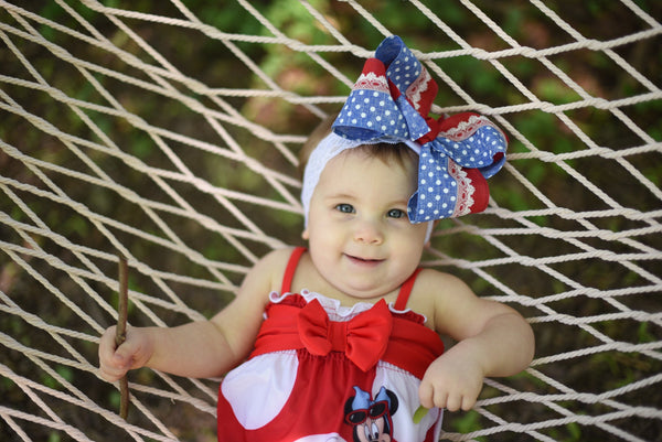Patriotic Bows, American Hair Bow, Red White and Blue Bow, 4th of July Bows, Lace Patriotic Hairbow