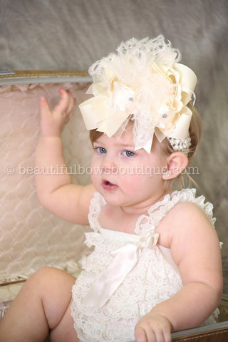 Ivory Petti Lace Romper,Lace Romper Ivory, Ruffle Lace Baby Clothes, Ivory Baby Romper